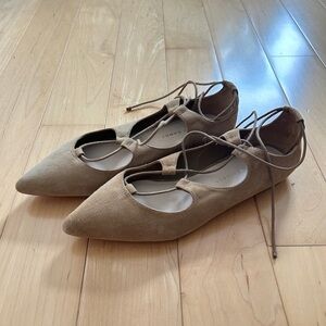 Loeffler Randall Tan Lace-Up Flats - Brand New no box